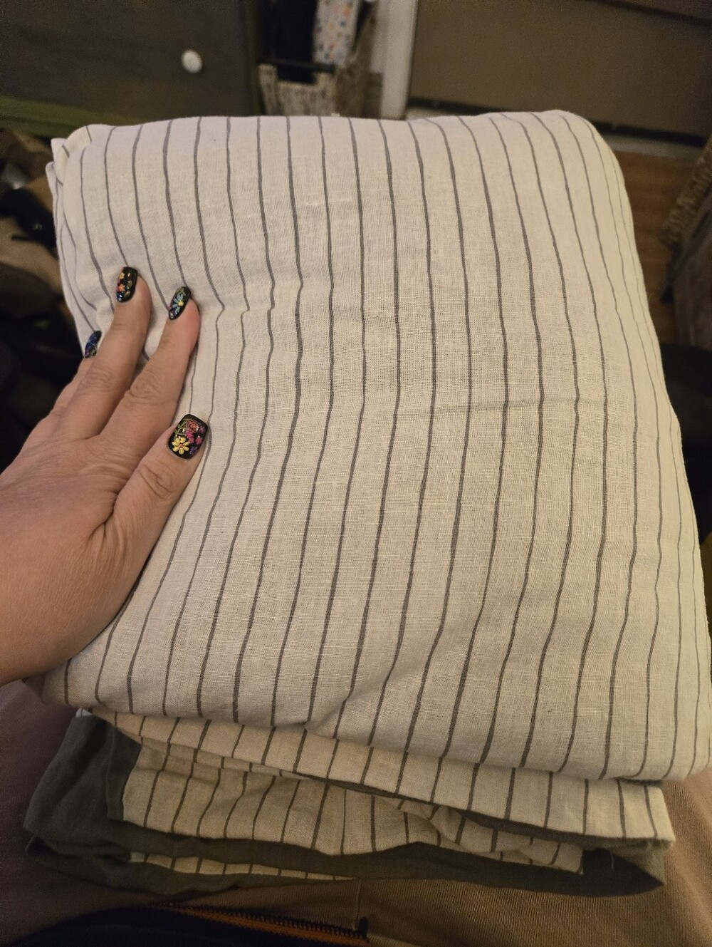 Nordstrom King Grey Striped Duvet Cover